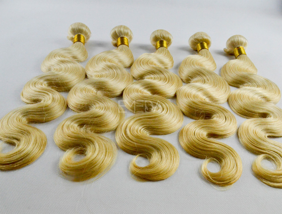 Sew in human hair extensions blonde body wave hair weft CX0024